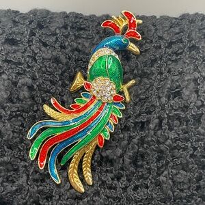 Vintage Colorful Bird Brooch